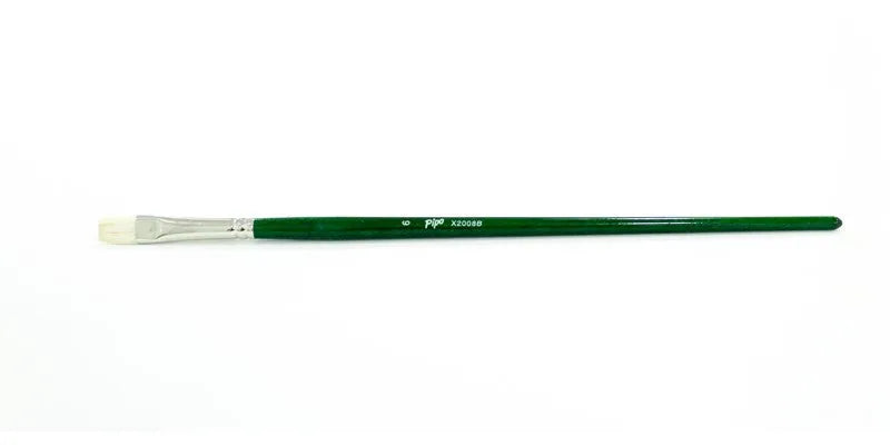 Pincel Plano Fibra Natural PIPO Mango Verde Pelo de Cerdo
