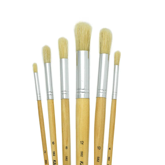 Pincel Redondo Natural Kangrui Gioto 6 Pelo de Cerdo