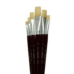 Juego Pincel Plano Fibra Natural Kangrui Gioto Pelo de Cerdo 6