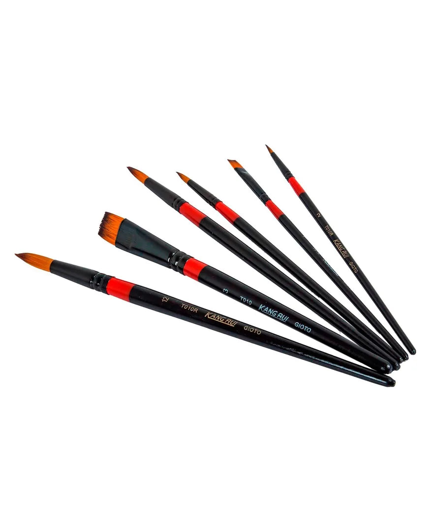 Juego Pincel Mixto Fibra Sintética Kangrui Gioto Nylon 5