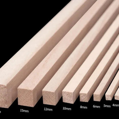 Varilla de Balso Cuadrado Madera Cruda - Tamaños disponibles