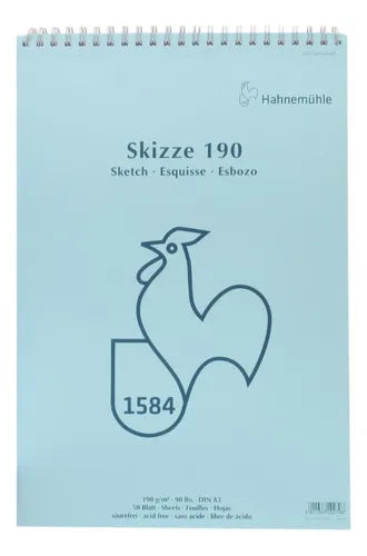 4011367202781 Bloc De Bocetos Blue Skizze Rooster 120 gr Espiral  Hahnemuhle A4 Espiral 190 gr Cartel Arte & Papelería