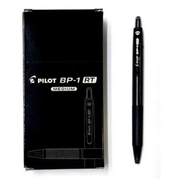4902505482090 Boligrafo Pilot x 12 BP-1 RT Medio Negro Cartel Arte & Papelería