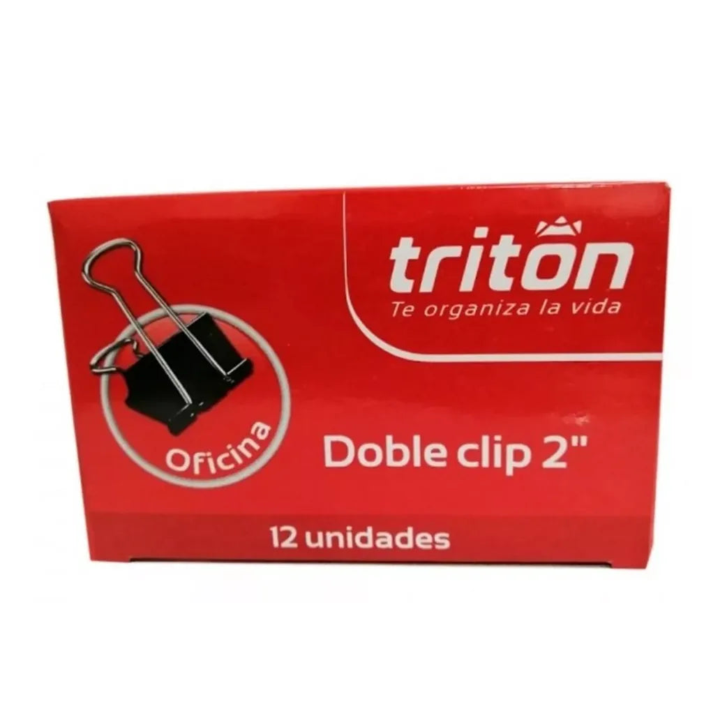 7705465100687 Doble Clip Triton Ganchos Clip x12 Unidades Doble Clip 2" Cartel Arte & Papelería