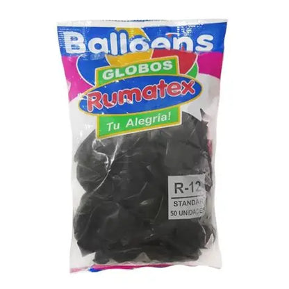 7704532547165 Globos R-12 Rumatex X 50 Unidades Negro R - 12 Cartel Arte & Papelería