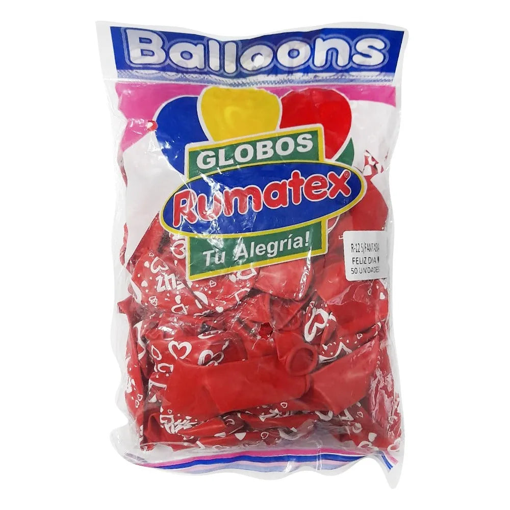 7707865843980 Globos R-12 Rumatex X 50 Unidades Rojo R - 12 Cartel Arte & Papelería