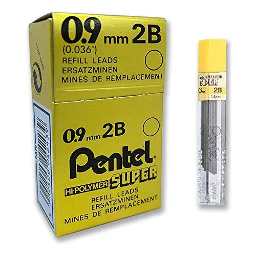 072512007969 Minas Portaminas Pentel X 12 Tubos 2B Para Portaminas 0.9 mm Cartel Arte & Papelería