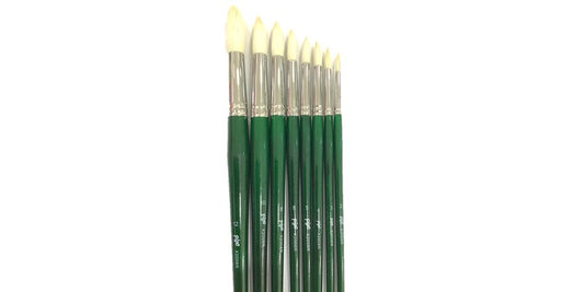 Pincel Redondo Fibra Natural Pipo Mango Verde Pelo de Cerdo
