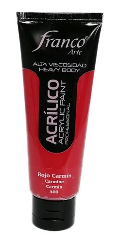 7707227484004 Pintura Acrilica Profesional Franco Arte 100 ml Rojo Carmín 400 Profesional Cartel Arte & Papelería
