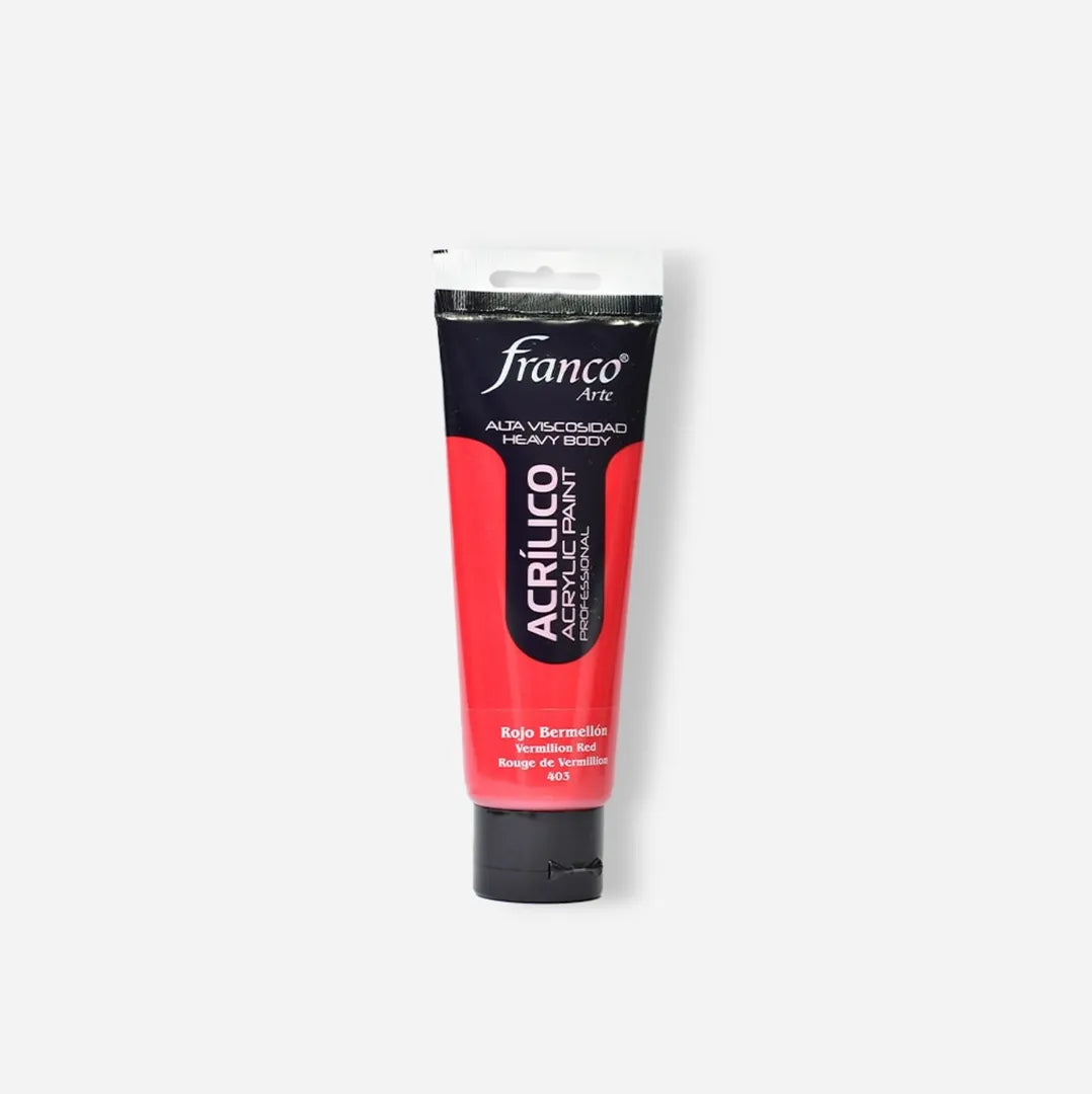 7707227483984 Pintura Acrilica Profesional Franco Arte 100 ml Profesional Rojo Bermellón Cartel Arte & Papelería