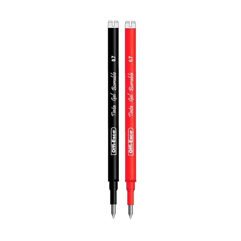 Repuesto Mina Tinta Gel Borrable Offiesco color rojo y negro