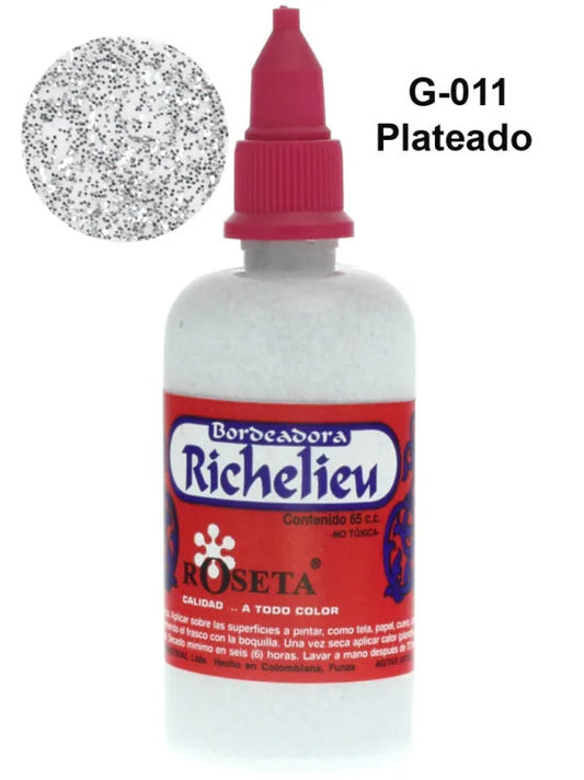 7704294920114 Richelieu Roseta 65 ml Plateado Escarchado Bordeador Cartel Arte & Papelería
