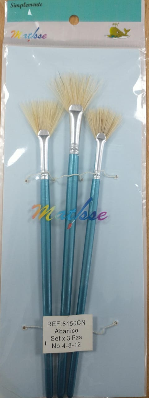 Juego Pincel Abanico Fibra Natural Cerda Matisse