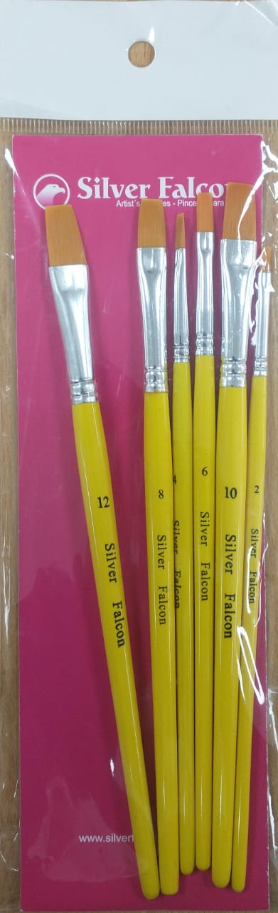 Juego Pincel Plano Fibra Sintética Silver Falcon