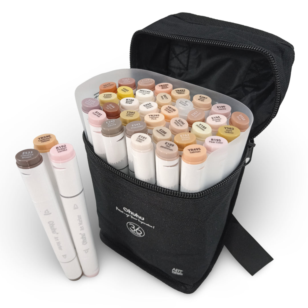 X003PA4S8X Set Marcadores Ohuhu Marcadores x 36 Unidades Pieles Punta Biselada & Punta Fina Cartel Arte & Papelería